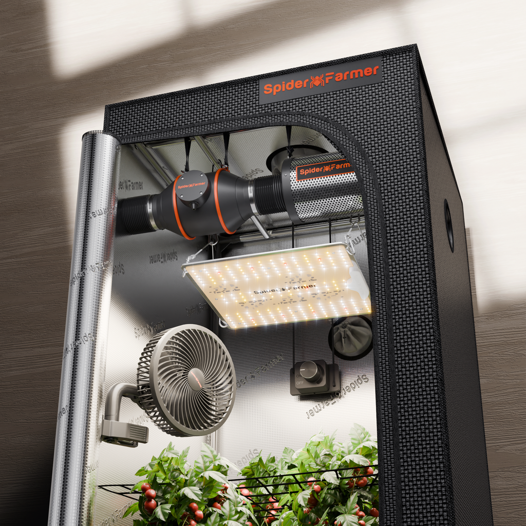 Spider Farmer - Kit 2'x2'X4.6' kit complet de culture lampe de croissance LED à spectre complet SF1000D ventilation complète + contrôleur de vitesse