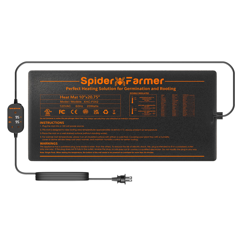 Spider Farmer - Nouveau 10"X20.75"Tapis chauffant pour semis Tapis de germination des plantes pour la culture en indoor