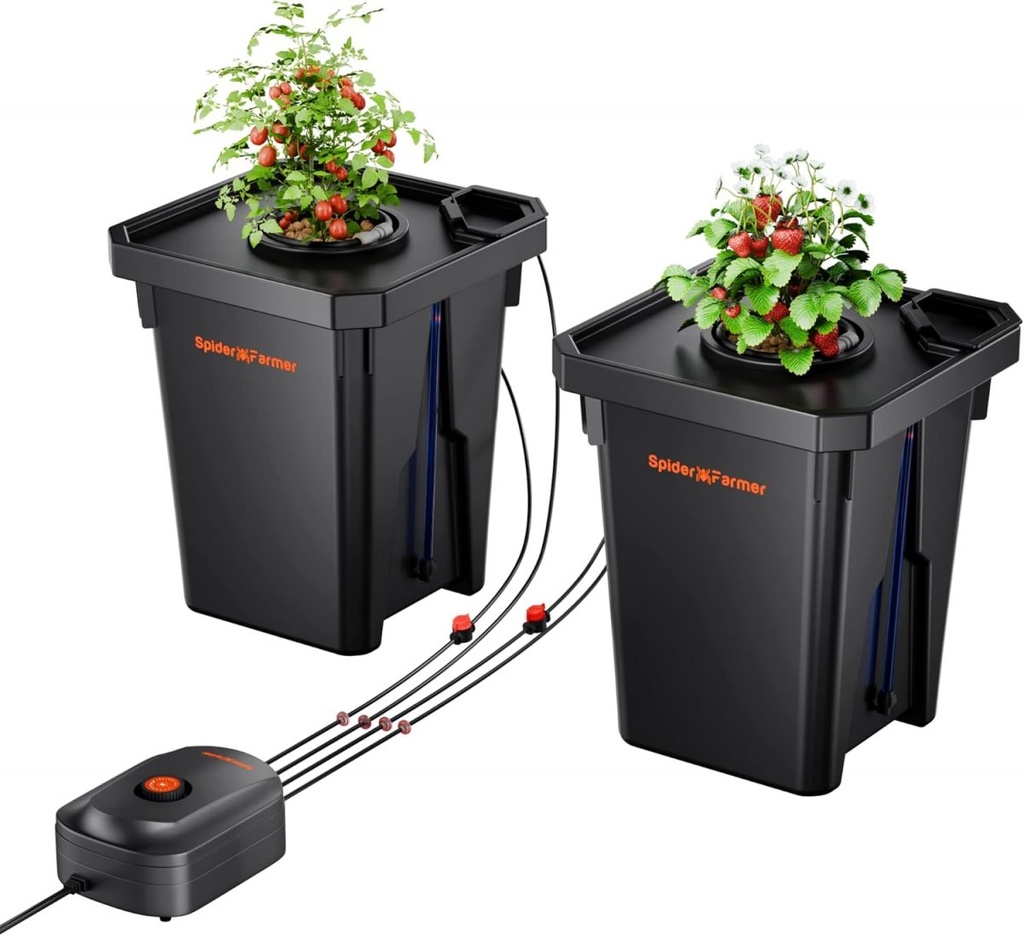 Spider Farmer - Système de culture hydroponique DWC avec kit d'égouttement supérieur, culture en eau profonde de 7 gallons avec pompe à air 8 W, 2 seaux