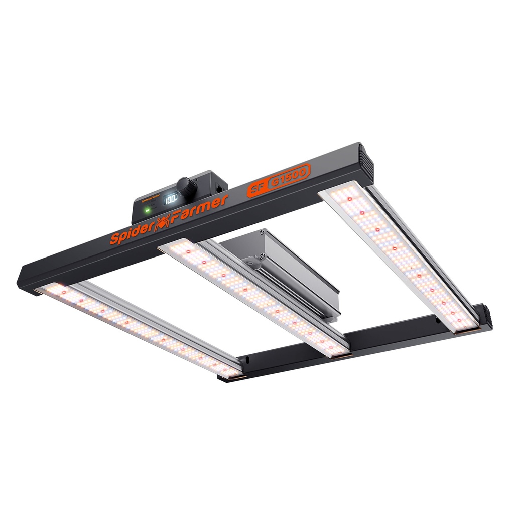 Spider Farmer - Kit 420 VENTE G1500 150 W WiFi et Bluetooth contrôlé par application, variable, rentable, spectre complet, haut rendement, lampe de croissance LED pour tente de culture 2X2 / 3X3