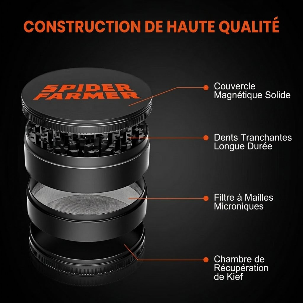 Spider Farmer Broyeur 3" — Aluminium 4 parties