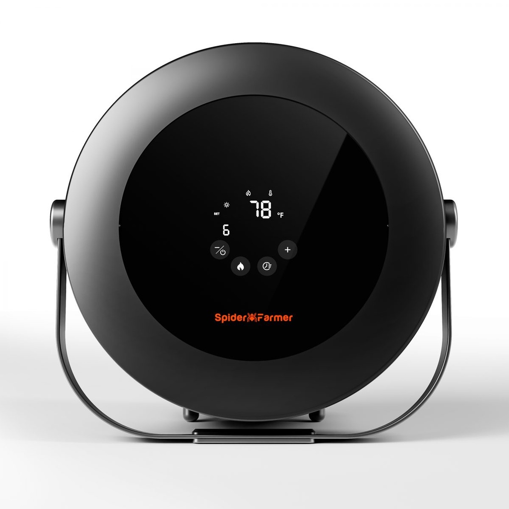 Spider Farmer - Contrôle intelligent de la température, chauffage PTC à 10 niveaux, paramètres automatiques jour/nuit, minuterie 24 heures, chauffage de plantes d'indoor sûr pour les salles de culture