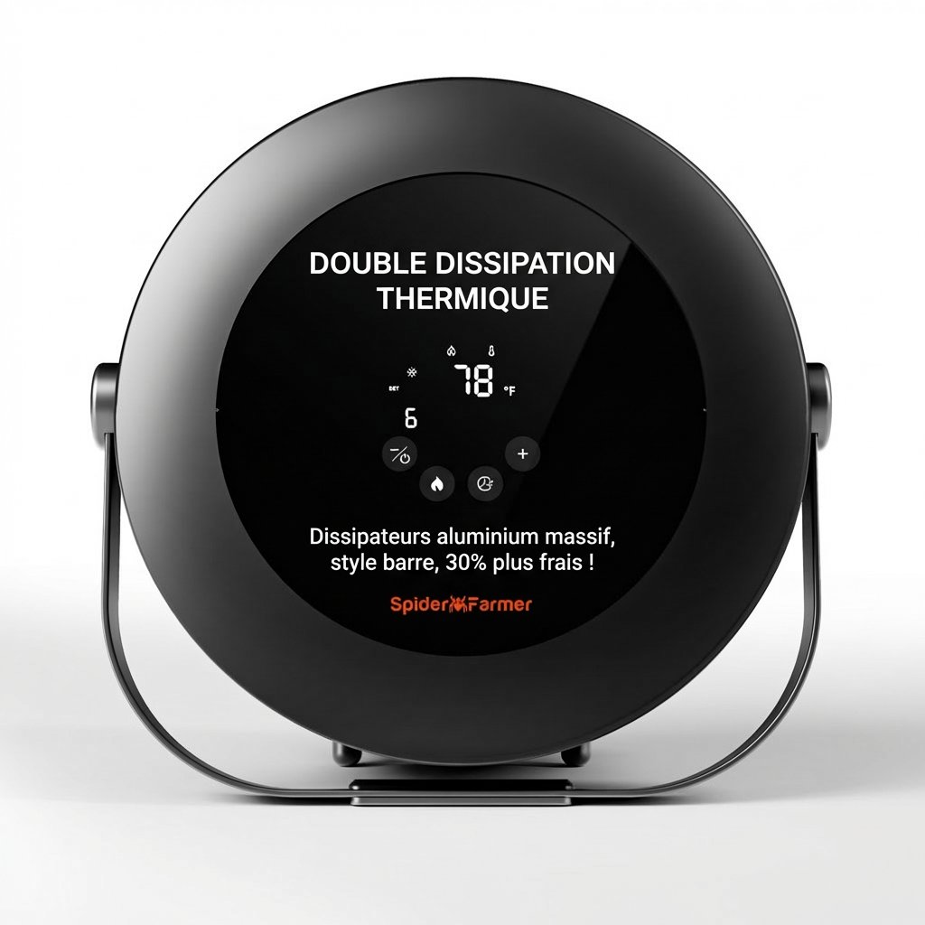 Spider Farmer Chauffage PTC 530W — Contrôle intelligent jour/nuit