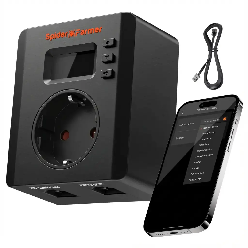 Nouveauté 2025 : Spider Farmer S-Station | Prise connectée Wi-Fi et Bluetooth pour la culture en intérieur.