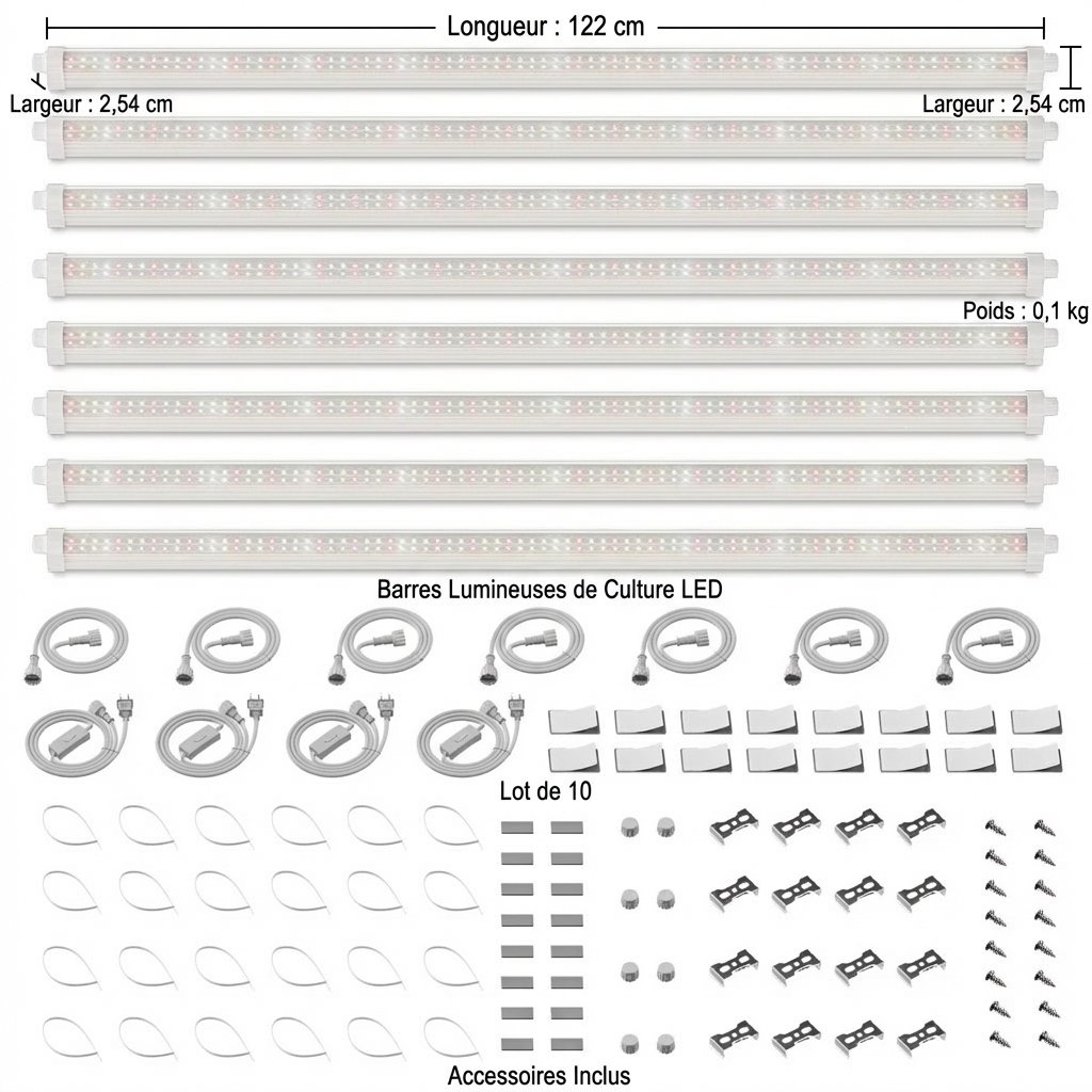 Spider Farmer GlowBar 25W — Barres LED spectre complet (x8)