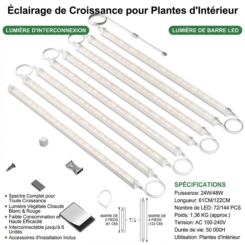 Spider Farmer GlowBar 25W Dimmable — Barres LED (x8)